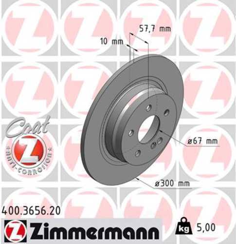 Zimmermann Coated Brake Disc 3656 fits 2012-2015 Mercedes-Benz C250 / 2008-2012 Mercedes-Benz C300