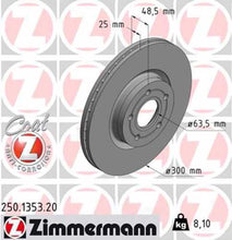 Load image into Gallery viewer, Zimmermann Coated Brake Disc 1353 fits 2006-2013 Volvo C30 / 2004-2013 Volvo C70 / 2004-2011 Volvo S40 / 2005-2011 Volvo V50