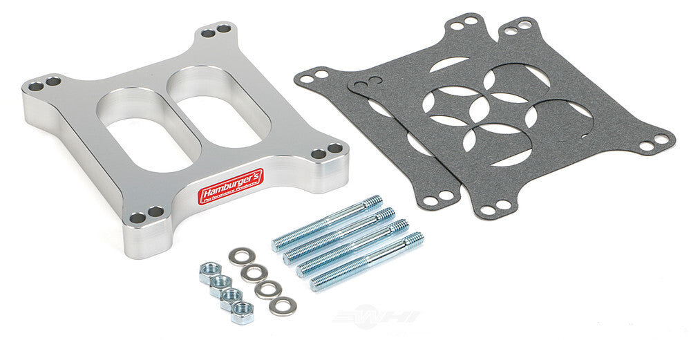 Hamburger's Performance OPEN PLENUM CARBURETOR SPACER- Holley DUAL PLANE; 1 in. Tall- Billet Aluminum 3217