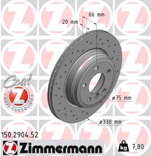 Zimmermann Brake Disc 150.2904.52 fits 2012-2020 BMW 328I / 328I GT xDrive / 328I xDrive / 330I / 330I xDrive / 335I / 335I GT xDrive / 335I xDrive
