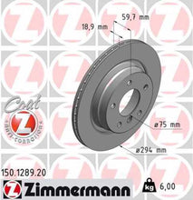 Load image into Gallery viewer, Zimmermann Coated Brake Disc 1289 fits 2000 BMW 323CI / 2000-2006 BMW 323I / 2001-2006 BMW 325CI / 2000-2005 BMW 325I