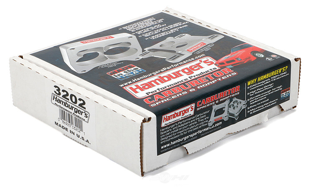 Hamburger's Performance OPEN PLENUM CARBURETOR SPACER- Holley / AFB; 2 in. Tall- Billet Aluminum 3202