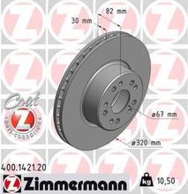 Load image into Gallery viewer, Zimmermann Coated Brake Disc 1421 fits 1992-1993 Mercedes-Benz 300SD / 1992-1993 Mercedes-Benz 300SE / 1992-1993 Mercedes-Benz 400SE / 1993 Mercedes-Benz 400SEL / 500SEC