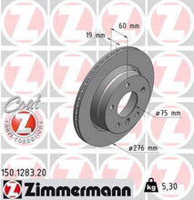 Load image into Gallery viewer, Zimmermann Coated Brake Disc 1283 fits 2000 BMW 323CI / 1998-2000 BMW 323I / 1996-1999 BMW 328I