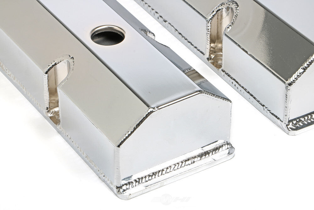 Hamburger's Performance FABRICATED ALUMINUM VALVE COVERS CHROME WITH HOLE 1025 fits Chevy SB