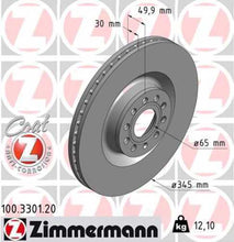 Load image into Gallery viewer, Zimmermann Coated Brake Disc 3301 fits 2009-2013 Volkswagen CC / 2006-2013 Volkswagen Golf R / 2006-2010 Volkswagen Passat / 2008 Volkswagen R32