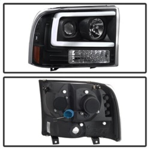 Spyder Auto (Spyder Signature) 1PC Light Bar Projector Headlights - Black 5084491 fits 2000-2004 Ford Excursion / 1999-2004 Ford F-250 Super Duty