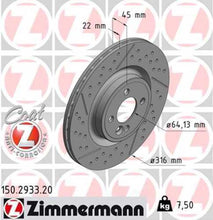Load image into Gallery viewer, Zimmermann Coated Brake Disc 2933 fits 2009-2015 Mini Cooper