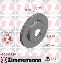 Load image into Gallery viewer, Zimmermann Coated Brake Disc 3603 fits 1998-2003 Mercedes-Benz ML320 / 2003-2005 Mercedes-Benz ML350 / 1999 Mercedes-Benz ML430