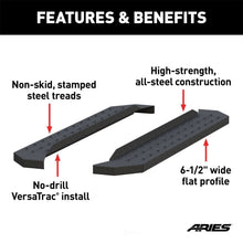 Load image into Gallery viewer, ARIES RidgeStep 6-1/2" x 53" Black Steel Running Boards (No Brackets) C2853 fits 1999-2018 Chevrolet / Ford / GMC