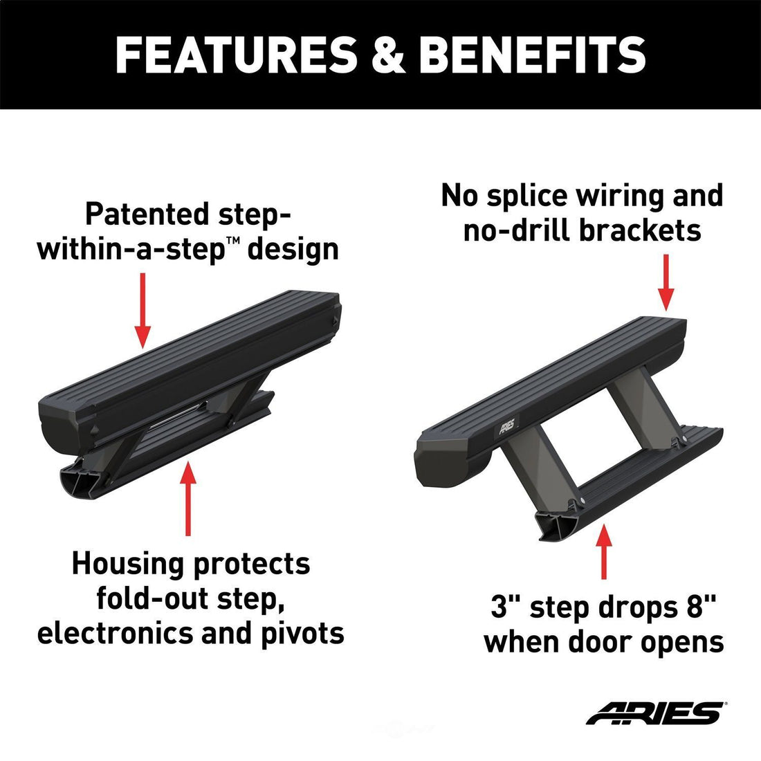 ARIES ActionTrac 48.75" Powered Running Boards (No Brackets) 3025144