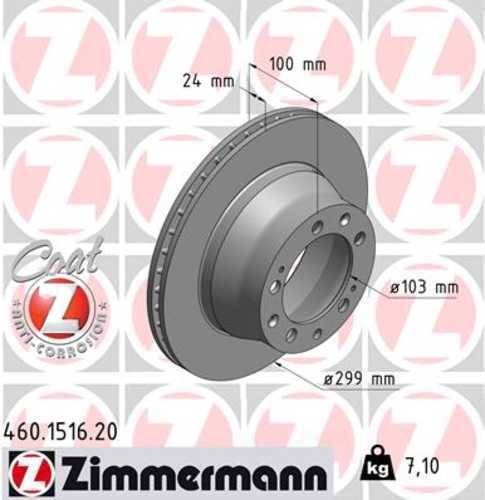 Zimmermann Coated Brake Disc 1516 fits 1989-1994 Porsche 911 / 1987-1991 Porsche 944 / 1992-1995 Porsche 968