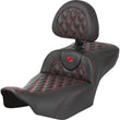 Load image into Gallery viewer, Saddlemen Roadsofa Extended Reach Seat - with Backrest - Lattice Stitch - Red Stitch 823-07-207B4 fits 2023-2024 Harley-Davidson FLTR, FLHX