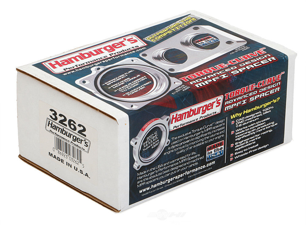 Hamburger's Performance TORQUE-CURVE MPFI SPACER; Billet Alum 3262 fits 1999-2006 Cadillac / Chevrolet / GMC 4.8L / 5.3L / 6.0L / 8.1L