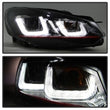 Load image into Gallery viewer, Spyder Auto (Spyder Signature) Projector Headlights - Version 3 - Dual U DRL - Black 5082046 fits 2010-2013 Volkswagen GTI / 2010-2013 Volkswagen Golf / 2012-2013 Volkswagen Golf R