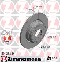 Load image into Gallery viewer, Zimmermann Coated Brake Disc 1272 fits 1995-2001 BMW 740I / 1994-2001 BMW 740IL / 1993-1997 BMW 840CI / 1991-1995 BMW 850CSI
