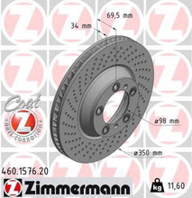 Load image into Gallery viewer, Zimmermann Coated Brake Disc 1576 fits 2007-2013 Porsche 911