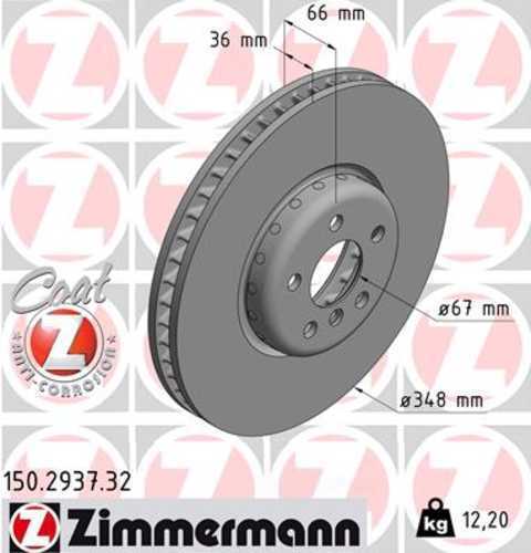 Zimmermann Brake Disc 150.2937.32 fits 2016-2025 BMW 430I Gran COUPE / 430I xDrive Gran COUPE / I4 / M440I Gran COUPE / M440I xDrive Gran COUPE / 230I xDrive / 330I / 330I xDrive