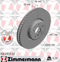 Load image into Gallery viewer, Zimmermann Brake Disc 150.2937.32 fits 2016-2025 BMW 430I Gran COUPE / 430I xDrive Gran COUPE / I4 / M440I Gran COUPE / M440I xDrive Gran COUPE / 230I xDrive / 330I / 330I xDrive