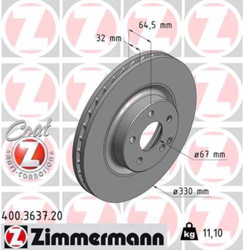 Zimmermann Coated Brake Disc 3637 fits 2006 Mercedes-Benz CLS500 / 2007-2011 Mercedes-Benz CLS550 / 2007-2009 Mercedes-Benz E550 / 2013-2015 Mercedes-Benz GLK250 / 2010-2015 Mercedes-Benz GLK350