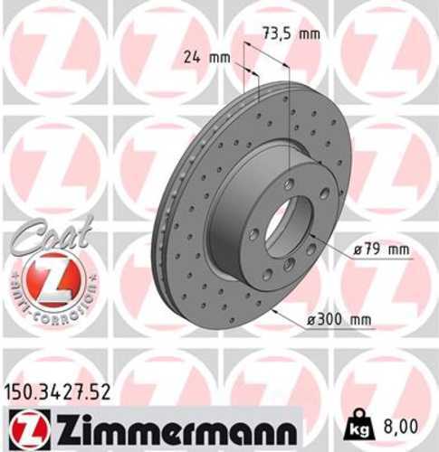 Zimmermann Brake Disc 3427 fits 2006 BMW 128I / 325I / 2006-2008 BMW 325XI / 2007-2008 BMW 328I / 2008-2013 BMW 128I