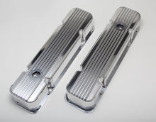 Load image into Gallery viewer, Hamburger's Performance Fab. Aluminum Valve Covers w/Fins, Holes; -CHROME/Aluminum 1129 fits 1959-1979 Pontiac 326-455