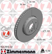 Load image into Gallery viewer, Zimmermann Brake Disc 150.2913.32 fits 2009-2017 BMW 550I GT / 550I GT xDrive / 750I / 750I xDrive / 750LI / 750LI xDrive / 550I