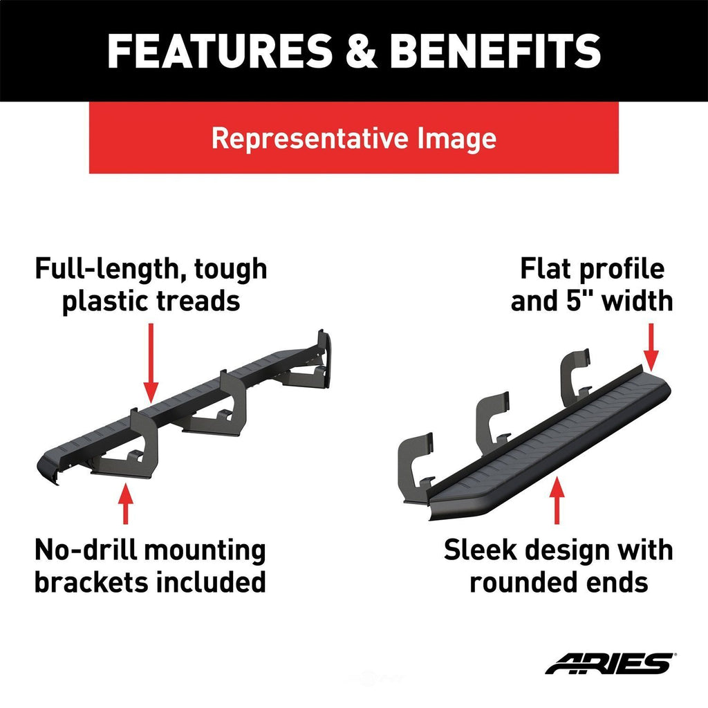 ARIES AeroTread 5" x 76" Black Stainless Running Boards, Select Traverse, Acadia 2061020 fits 2007-2012 GMC Acadia / 2007-2016 GMC Acadia SLE, Acadia SLT / 2009-2016 Chevrolet Traverse LTZ / 2009-2017 Chevrolet Traverse LS, Traverse LT