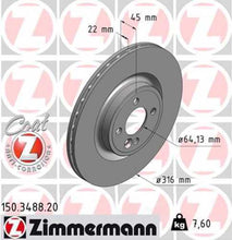 Load image into Gallery viewer, Zimmermann Coated Brake Disc 3488 fits 2009-2015 Mini Cooper
