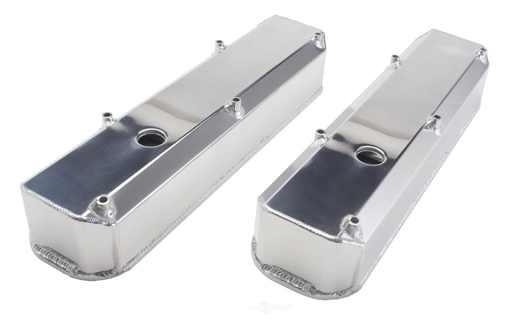 Hamburger's Performance POLISHED Aluminum Fabricated Valve Covers; MOPAR SB Engines; WITH Holes/Baffles 1051