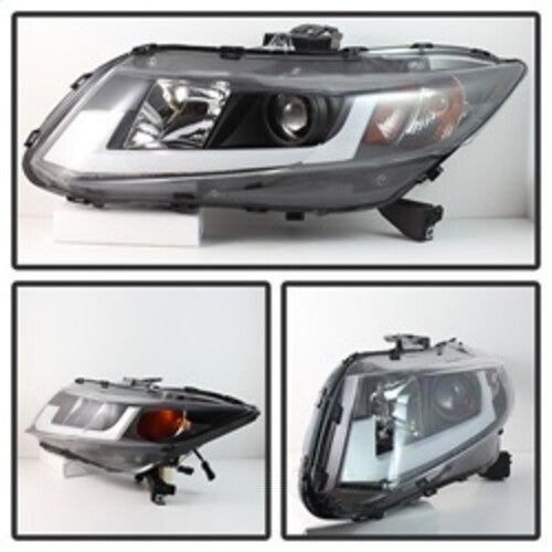 Spyder Auto (Spyder Signature) Projector Headlights - Light Bar DRL - Black 5076519 fits 2012-2013 Honda Civic