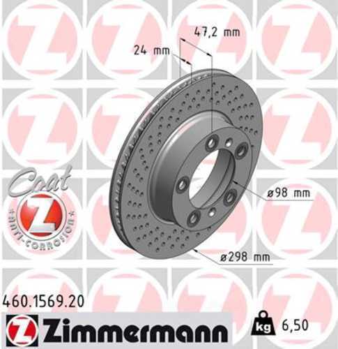 Zimmermann Coated Brake Disc 1569 fits 2005-2008 Porsche Boxster / 2007-2008 Porsche Cayman
