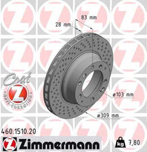 Load image into Gallery viewer, Zimmermann Coated Brake Disc 1510 fits 1986-1989 Porsche 911 / 930 / 1978-1979 Porsche 930