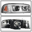 Load image into Gallery viewer, Spyder Auto Signature) Projector Headlights Version 2 Light Bar DRL Chrome 5084620 fits 1999-2007 GMC Sierra 1500 / 1999-2006 GMC Sierra 2500 / 2001-2006 GMC Sierra 3500 / 2000-2006 GMC Yukon / 2000-2006 GMC Yukon XL