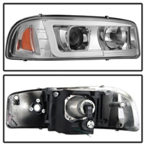 Spyder Auto Signature) Projector Headlights Version 2 Light Bar DRL Chrome 5084620 fits 1999-2007 GMC Sierra 1500 / 1999-2006 GMC Sierra 2500 / 2001-2006 GMC Sierra 3500 / 2000-2006 GMC Yukon / 2000-2006 GMC Yukon XL