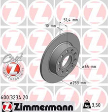 Load image into Gallery viewer, Zimmermann Coated Brake Disc 3234 fits 2009-2013 Audi A3 / 2013-2019 Volkswagen Beetle / 2015 Volkswagen Golf TDI S / 2015 Volkswagen Golf SportWagen TDI S / 2015 Volkswagen Golf TDI SE / 2015 Volkswagen Golf TDI SEL / 2011-2018 Volkswagen Jetta