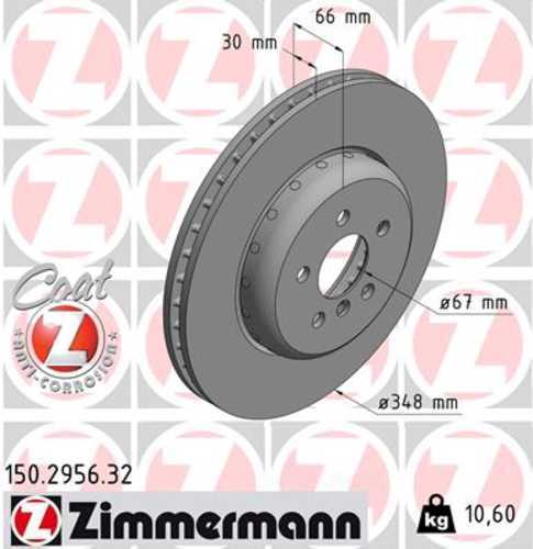 Zimmermann Brake Disc 150.2956.32 fits 2017-2023 BMW 530I / 530I xDrive / 2017-2019 BMW 540I / 540I xDrive / 2018 BMW 540D xDrive / 2018-2023 BMW 530E / 530E xDrive / 2019-2024 BMW X5