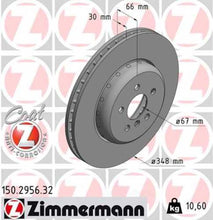 Load image into Gallery viewer, Zimmermann Brake Disc 150.2956.32 fits 2017-2023 BMW 530I / 530I xDrive / 2017-2019 BMW 540I / 540I xDrive / 2018 BMW 540D xDrive / 2018-2023 BMW 530E / 530E xDrive / 2019-2024 BMW X5