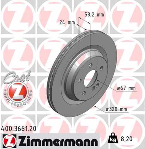 Zimmermann Coated Brake Disc 3661 fits 2007-2014 Mercedes-Benz CL550 / 2007-2014 Mercedes-Benz CL600 / 2010-2013 Mercedes-Benz S350 / 2007-2013 Mercedes-Benz S400