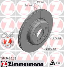 Load image into Gallery viewer, Zimmermann Brake Disc 150.3480.32 fits 2010-2019 BMW 535I / 535I GT / 535I GT xDrive / 550I / 550I xDrive / 640I / 640I Gran COUPE / 640I xDrive