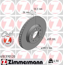 Load image into Gallery viewer, Zimmermann Coated Brake Disc 3701 fits 2001-2009 Volvo S60 / 1999-2007 Volvo S80 / 2001-2007 Volvo V70 / 2003-2007 Volvo XC70
