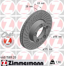 Load image into Gallery viewer, Zimmermann Coated Brake Disc 460.1589.20 fits 2013-2016 Porsche Boxster / 2014-2016 Porsche Cayman