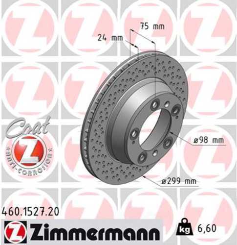 Zimmermann Coated Brake Disc 1527 fits 1999-2008 Porsche 911