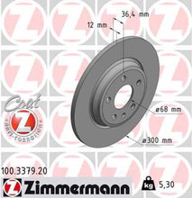 Load image into Gallery viewer, Zimmermann Coated Brake Disc 100.3379.20 fits 2017-2020 Audi A4 / 2023 Audi A4 Quattro / 2022-2024 Audi A5 Quattro / 2021-2022 Audi A5 Sportback