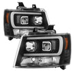 Load image into Gallery viewer, Spyder Auto (Spyder Signature) Projector Headlights - Version 2 - Light Bar DRL - Black 5082565 fits 2007-2013 Chevrolet Avalanche / 2007-2014 Chevrolet Suburban 1500 / 2007-2013 Chevrolet Suburban 2500 / 2007-2014 Chevrolet Tahoe
