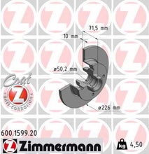Load image into Gallery viewer, Zimmermann Coated Brake Disc 1599 fits 1999-2002 Volkswagen Cabrio / 1990-1991 Volkswagen Corrado / 1987-1989 1993-1999 Volkswagen Golf / 1987-1989 1993-1999 Volkswagen Jetta / 1990-1993 1995-1997 Volkswagen Passat