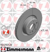 Load image into Gallery viewer, Zimmermann Coated Brake Disc 150.2921.20 fits 2014-2016 BMW 228I / 228I xDrive / 428I / M235I / 2017-2021 BMW 230I / 230I xDrive / 2012-2018 BMW 320I / 328I