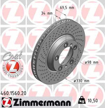 Load image into Gallery viewer, Zimmermann Coated Brake Disc 1560 fits 2001-2012 Porsche 911