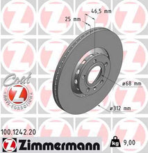 Load image into Gallery viewer, Zimmermann Coated Brake Disc 1242 fits 2002-2006 Audi A4 / 2002-2006 Audi A4 Quattro / 1996-2004 Audi A6 / 1995-2004 Audi A6 Quattro / 1997-1999 Audi A8 / 1997-2000 Audi A8 Quattro / 2002-2003 Audi S6
