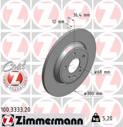Zimmermann Coated Brake Disc 3333 fits 2009-2016 Audi A4 / 2009-2016 Audi A4 Quattro / 2010-2014 Audi A5 / 2008-2017 Audi A5 Quattro / 2012-2013 Audi A6 / 2013 Audi A6 Quattro / 2009-2017 Audi Q5 / 2013-2016 Audi Allroad